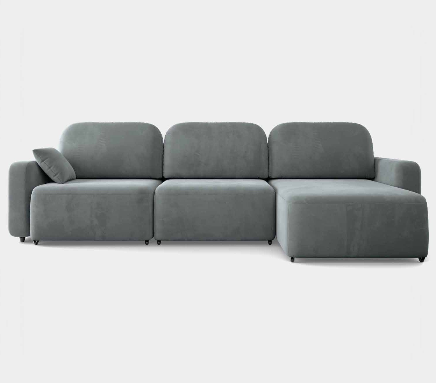 Диван-кровать, набор 222, оттоманка справа, ткань Tibet Steel Grey
