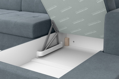 Диван-кровать, набор с этажеркой, ткань Сенсей (Scratch resistance) Smoke